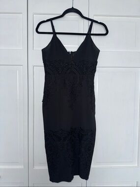 Lulu's Black Lace-Accent Midi Slip Dress